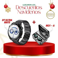 OEM - Smartwatch DT ULTRA MATE color negro Doble Correa + AUDÍFONO