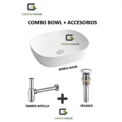 GREEN HOUSE - LAVAMANOS BOWL PARA SOBREPONER ALEXA BLANCO + ACCESORIOS