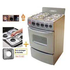 FADIC - Cocina con respaldar y Horno 20 Sami 4H Gris +Protector
