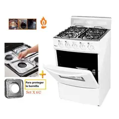 FADIC - Cocina con respaldar y Horno 20 Sami 4H Blanco +Protector