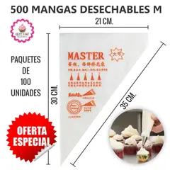 GENERICO - 500 Mangas desechables pasteleras para Reposteria tamaño M