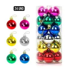 GENERICO - Cilindro Esferas Navideñas de 8 cm por 24 und. colores variados