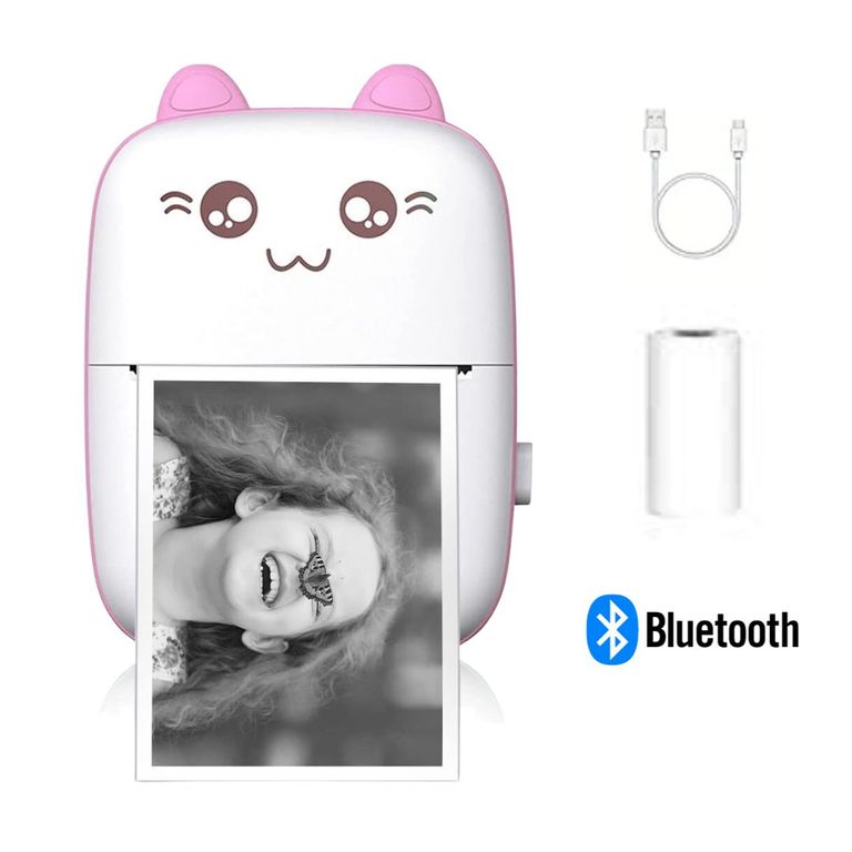 Mini Impresora Térmica Kawai Inalámbrica Recargable Rosa