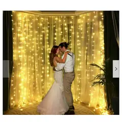 GENERICO - Cortina de Luces LED Impermeable para Bodas Cumpleaños Eventos