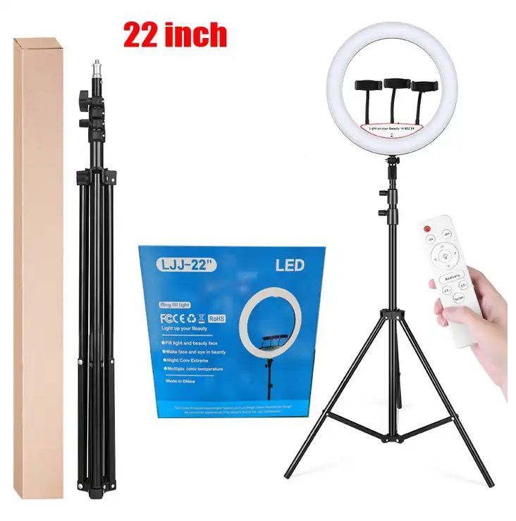 Aro Luz Led Touch 56 CM + Trípode + Control Remoto para 3 Celulares