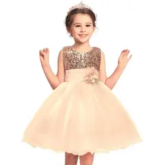 GENERICO - Vestido Niña Genieka Dorado Lentejuelas Y Tul - Little Girl Golden