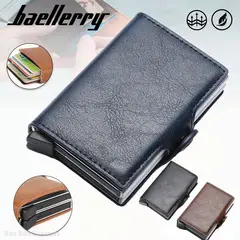BAELLERRY - Billetera Tarjetero RFID Anti Clonación para Hombre de Cuero Aluminio