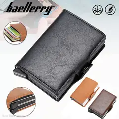 BAELLERRY - Billetera Tarjetero RFID Anti Clonación para Hombre de Cuero Aluminio