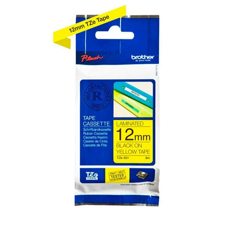 CINTA TZE-631 BLACK ON YELLOW 12 12MM