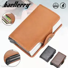 BAELLERRY - Billetera Tarjetero RFID Anti Clonación para Hombre de Cuero Aluminio