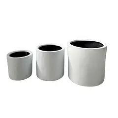GENERICO - SET DE 3 MACETAS CILINDRO BLANCO