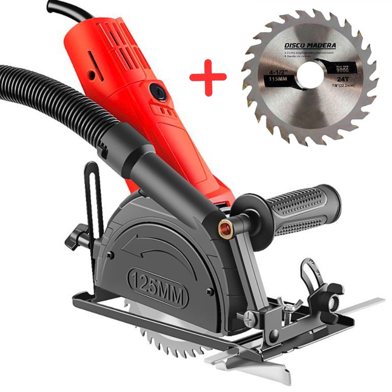 Adaptador Amoladora Sierra Circular Guia Corte 45 + Disco Madera.