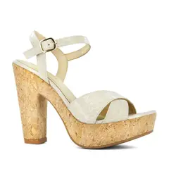 SESTRA - Sandalias con Taco Maxin01 Marfil Cuero Charol