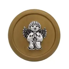 ARGENTARIA - Medalla de Cuna Angel Rezando Plaqué y Madera