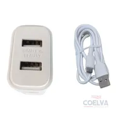 XO - XO-L90CUS Cargador Dual USB con cable Micro USB V8 de 12W max