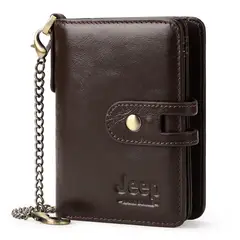 GENERICO - Billetera J-KAVIS de Cuero Vacuno Con Amplio Monedero y Cadena BP811M