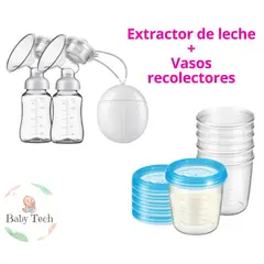 GENERICO - Extractor de Leche Eléctrico Doble Vasos Almacenadores