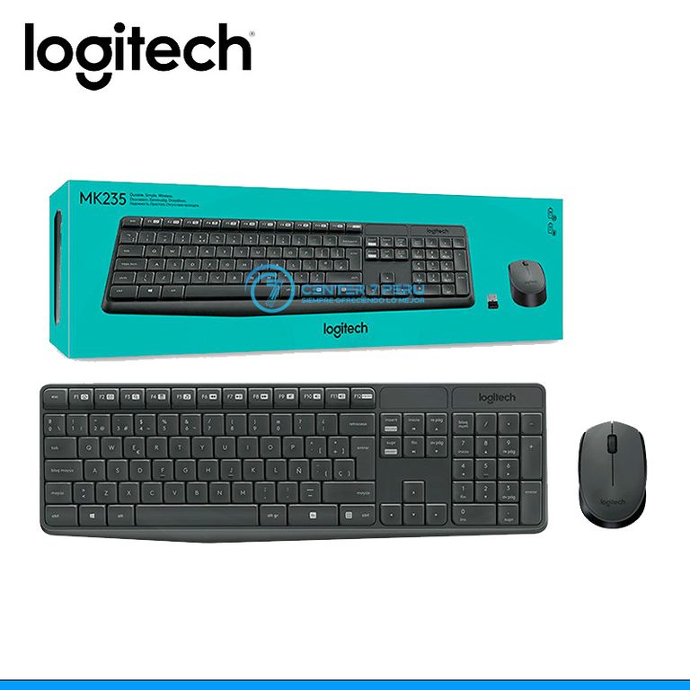 Teclado Mouse Mk235 Wireless Usb Black