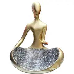 PERU - Adorno, Decorativo silueta hombre en cerámica color dorado 34 cm alto