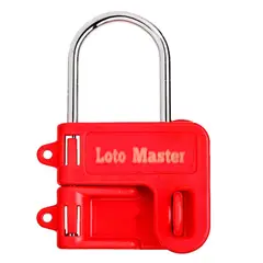 LOTO MASTER - CANDADO TIPO MARIPOSA PARA 2 CANDADOS COLOR ROJO