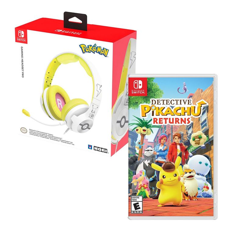 Detective Pikachu Returns + Audifono Pro Pokémon Pikachu 025 Switch.