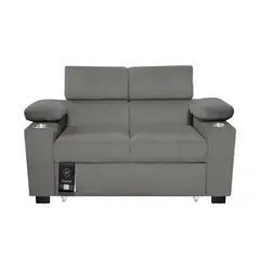 BARAKA HOME - Sofá Cama Baltimore con Porta Vasos y Bolsillo 2plz - Gris Oscuro