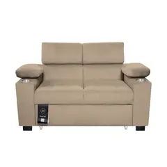 BARAKA HOME - Sofá Cama Baltimore con Porta Vasos y Bolsillo Lateral 2plz - Beige Claro