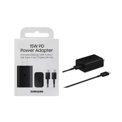 SAMSUNG - Cargador 15W USB-C de Pared para Carga Rápida Negro