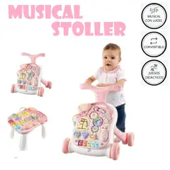 IDEAL - Caminador Convertible Musical Stoller 2en1-Rosado