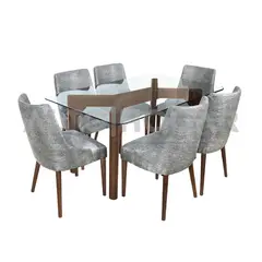 ALTO HOGAR - Juego de Comedor 6 Sillas Anneka Gris Madera Tornillo