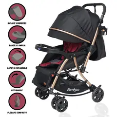 BAMBINO - Coche Cuna con Mecedora para Bebé «ROMA» Black