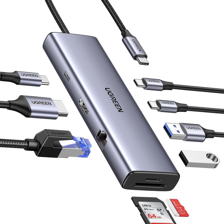 Adaptador Hub USB C 9 en 1 - PD USB, USB C HDMI SD microSD -