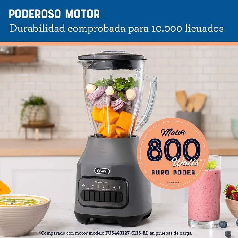 Licuadora 6 velocidades más pulso Gris