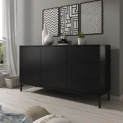 VENTITAS HOME - Cómoda Aparador Industrial Buwa Negro Mate