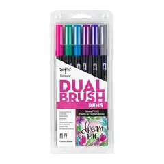 TOMBOW - Plumones Dual Brush Set Tonos verde 6 unidades