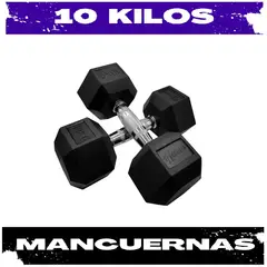 GENERICO - Juego de 2 Mancuernas Exagonal 10 Kilos Negro