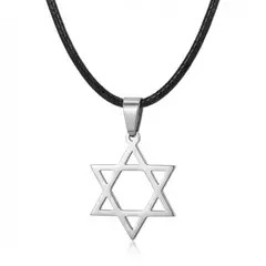 GENERICO - Collar Hombre Acero Inoxidable 316L Dije Estrella De David Magen 60cm Minimalista