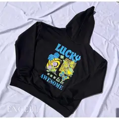 ENGELL - Polera Oversize Lucky Negra