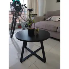 GENERICO - Mesa de centro industrial circular negro