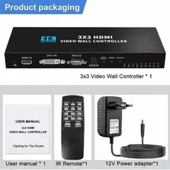 GENERICO - Controlador Video Wall 3X3 4k Hdmi hasta 9 Televisores Hdmi