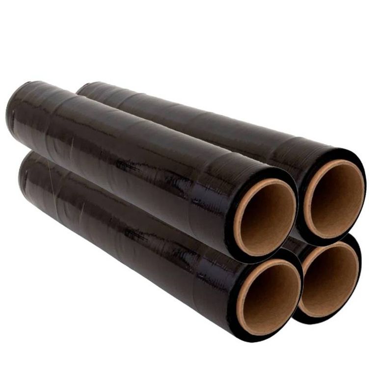 Strech Film Rollo 20" Negro para embalaje - 4 unidades