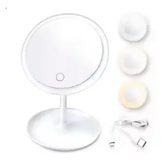 GENERICO - Espejo para Maquillaje con Luz LED Redondo con Encendido táctil Blanco