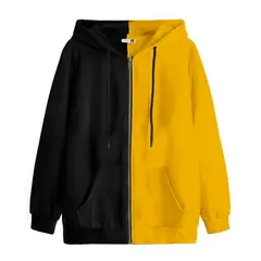 YANSUS - Polera Hombre con Capucha Bicolor Amarillo