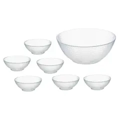 HYGGE - Juego de 7 Dulceras de Vidrio Tazones Diseño Tallado