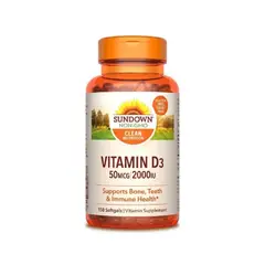 SUNDOWN NATURALS - Vitamina D3 - 2000 IU x 150 cápsulas - Sundown