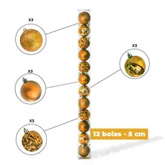 GENERICO - SET DE BOLAS NAVIDEÑAS COBRE CON DISEÑO X12 UND - 5 CM
