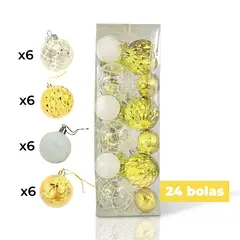 GENERICO - SET DE BOLAS NAVIDEÑAS DORADAS X24 UND - 6 CM