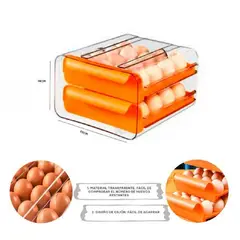 GENERICO - Organizador De Huevos 2 niveles 32 unidades- Porta Huevo Naranja