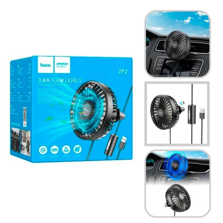 Ventilador para Auto - Portatil 3 Niveles de Aire USB ZP2