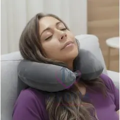 GENERICO - Cojin Cervical de Terciopelo para Viaje Color Plomo